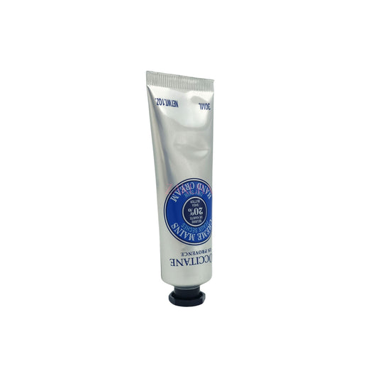 L'Occitane Shea Butter Hand Cream 30ml – Iconic silver tube with nourishing formula, available at Zakura Global for dry and sensitive hands.