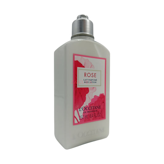 L'Occitane Rose Body Lotion – 250ml bottle for nourishing hydration and romantic rose fragrance, available at Zakura Global.