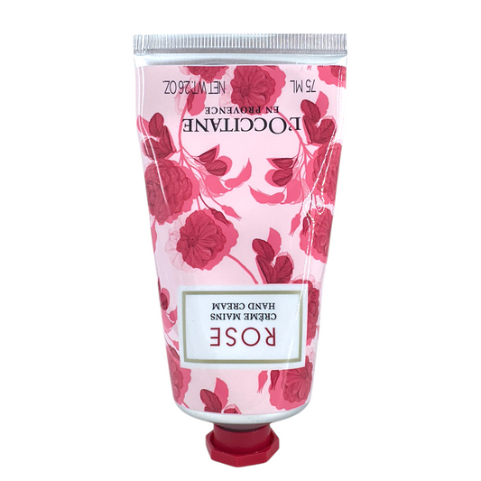 L'Occitane Rose Hand Cream – 75ml tube for nourishing hydration and floral fragrance, available at Zakura Global.