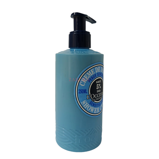 L'Occitane Shea Butter Shower Cream – 250ml bottle for nourishing body care, available at Zakura Global for gentle and moisturizing cleansing.