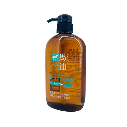 Kumano Horse Oil No Silicon Free Body Soap 600ml bottle for moisturizing and gentle cleansing from Zakura Global.