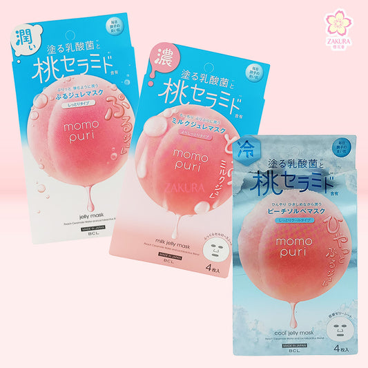 BCL Momopuri Jelly Mask/Jelly Mask Cool/Milk Jelly Mask/Milky Serum Mask 4pcs