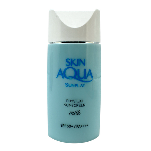 Sunplay Skin Aqua Physical Sunscreen Milk SPF50+ PA++++ 50ml – Japanese mineral sunscreen for sensitive skin, lightweight and non-irritating formula.