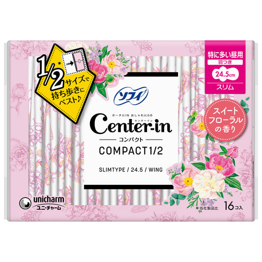 Unicharm Sofy Center-In Compact Day 24.5cm Sweet Floral 16pcs
