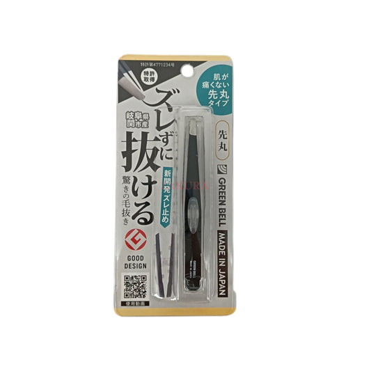 Green Bell Stainless Steel Tweezer Black 1pc (Slide/Round) Round