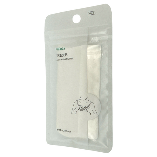 FaSoLa Anti-Aliasing Tape – 36pcs (18x85mm) invisible double-sided fashion tape for clothes, available at Zakura Global.