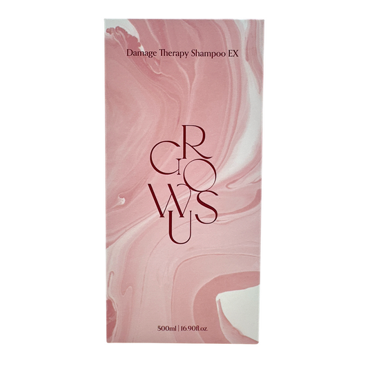 GROWUS Damage Therapy Shampoo EX 500ml – Korean collagen-infused shampoo for damaged hair, available at Zakura Global.