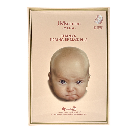 JM Solution Mama Pureness Firming Up Mask Plus – 10pcs with collagen and amino acids, available at Zakura Global.