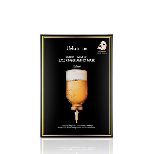 JM Solution Water Luminous SOS Ringer Amino Mask PLUS – 10pcs hydrating and soothing K-beauty sheet masks with amino acids, available at Zakura Global.