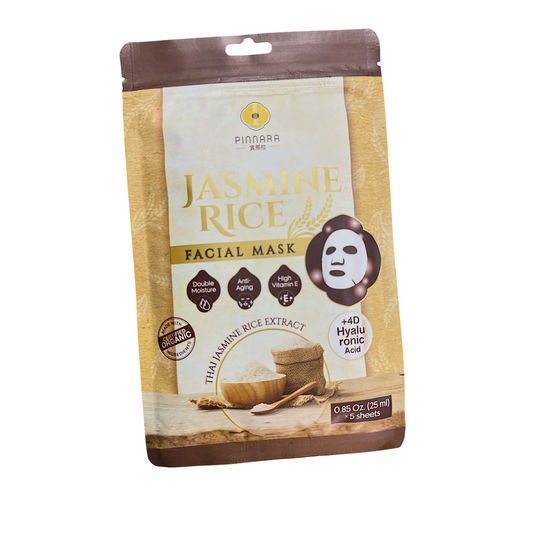 KA-LA Pinnara Jasmine Rice Facial Mask 5pcs pack with hydrating and brightening formula, available at Zakura Global.