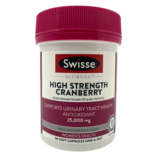 Swisse Cranberry Tablets – high-strength urinary tract support supplement with antioxidants, available at Zakura Global.