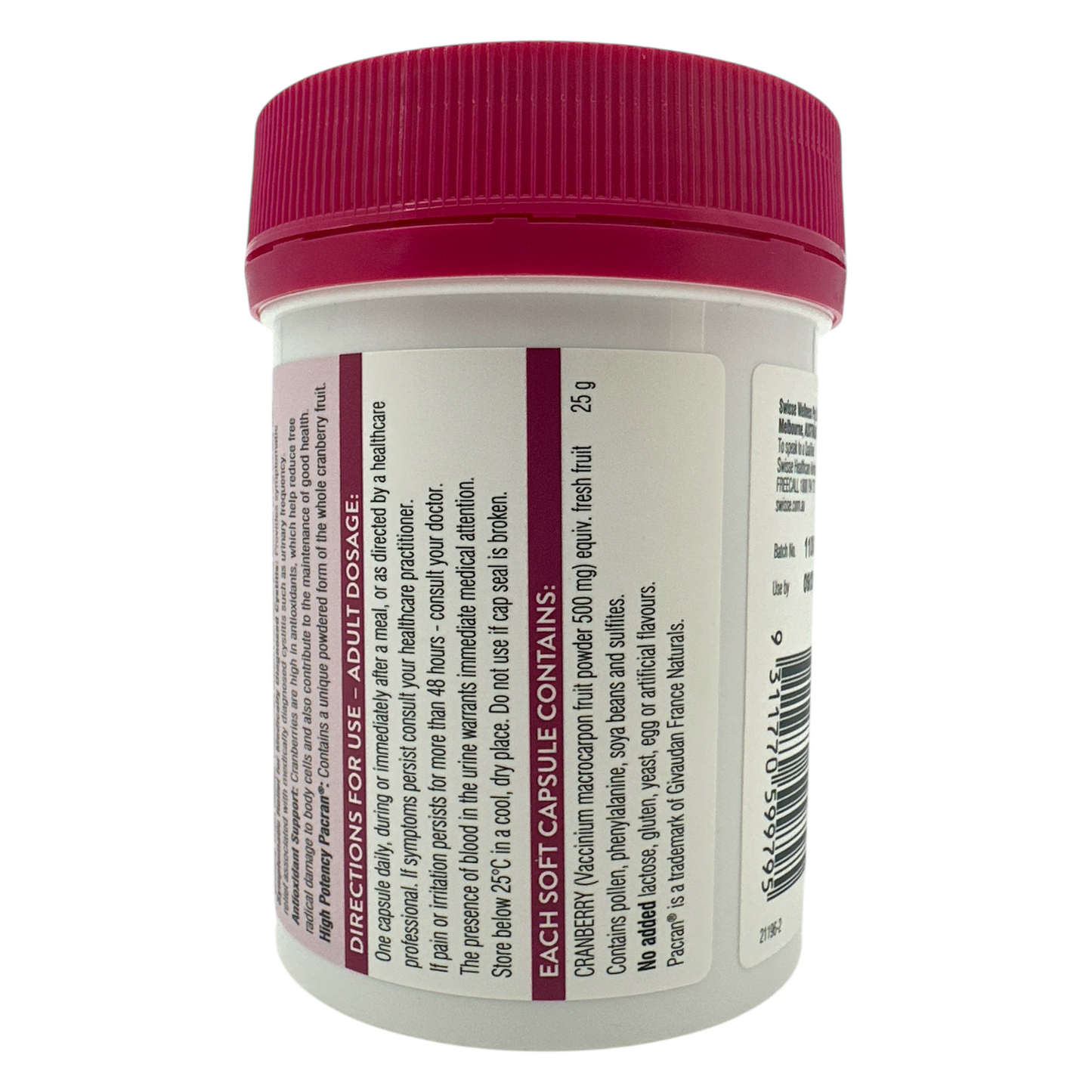 Swisse Cranberry Tablets – high-strength urinary tract support supplement with antioxidants, available at Zakura Global.