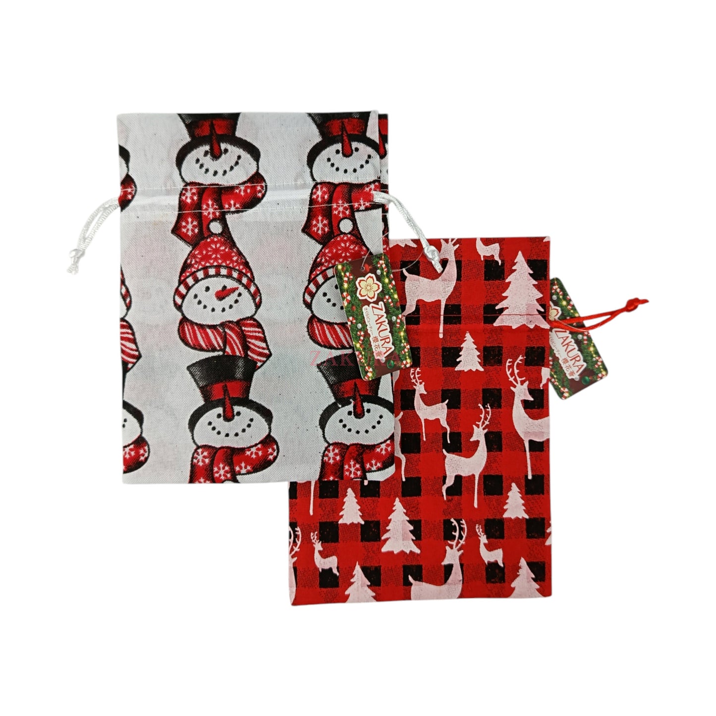 Zakura Pull string pouch Christmas (large 13*18cm) 1pc