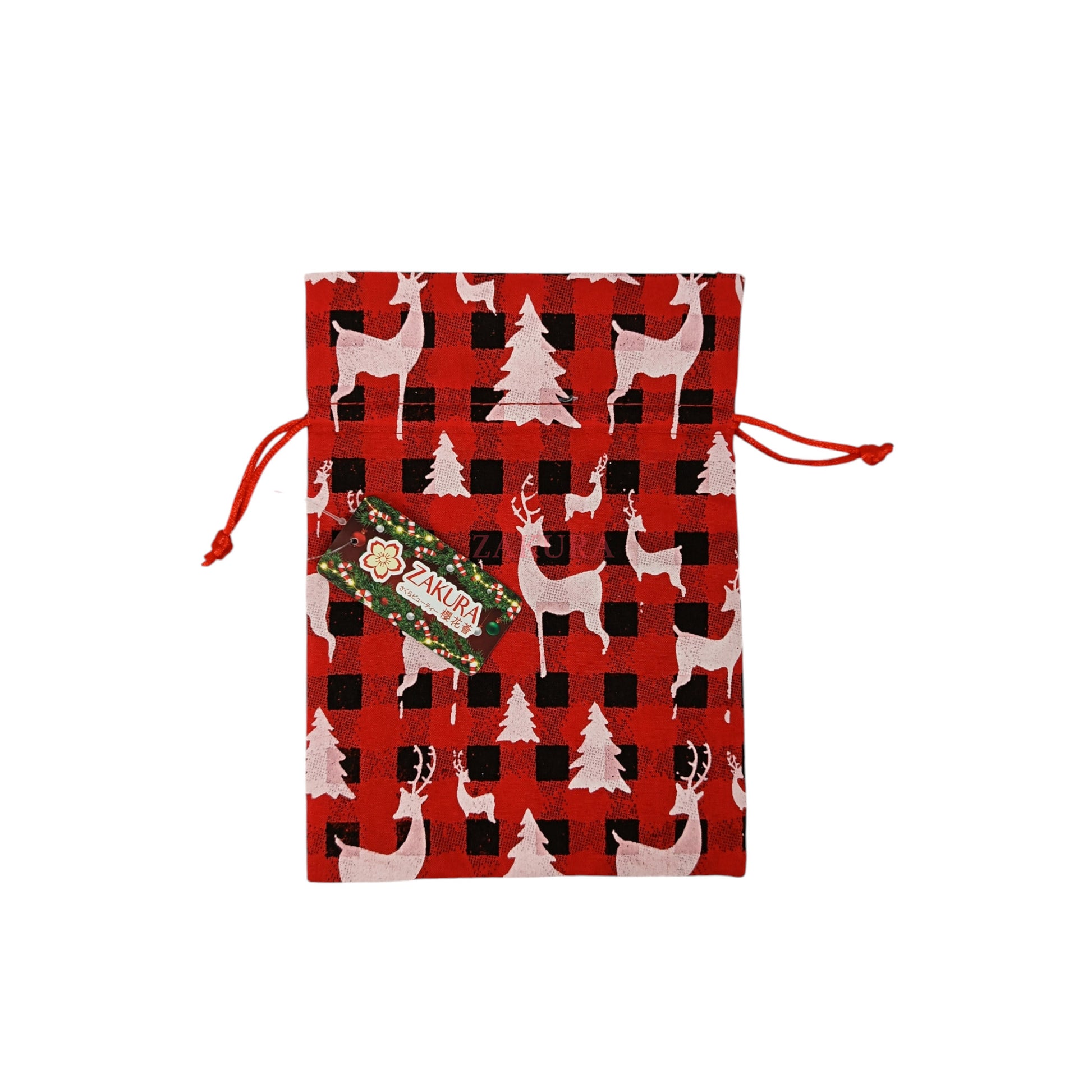 Zakura Pull string pouch Christmas (large 13*18cm) 1pc