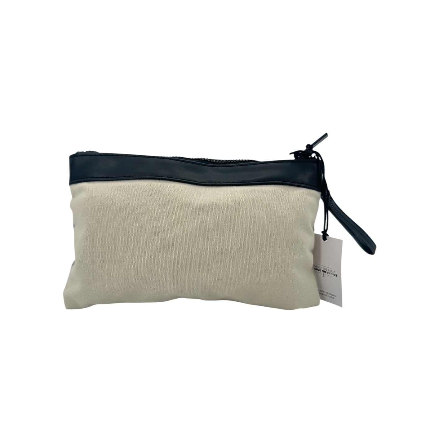 Yves Saint Laurent Cream canvas black leather trim cosmetic bag 1pc