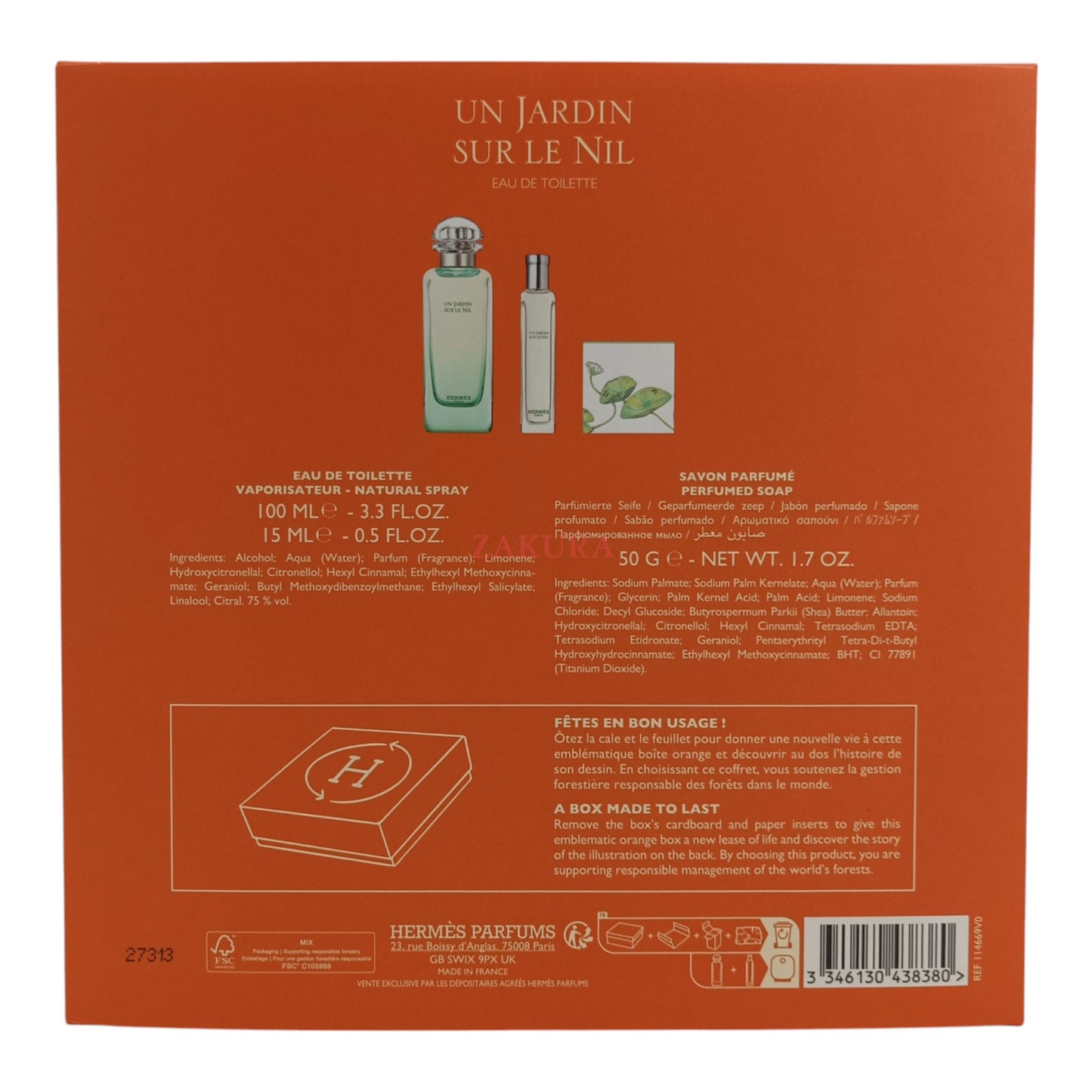 Hermes Un Jardin Sur Le Nil Perfume Set 3pcs