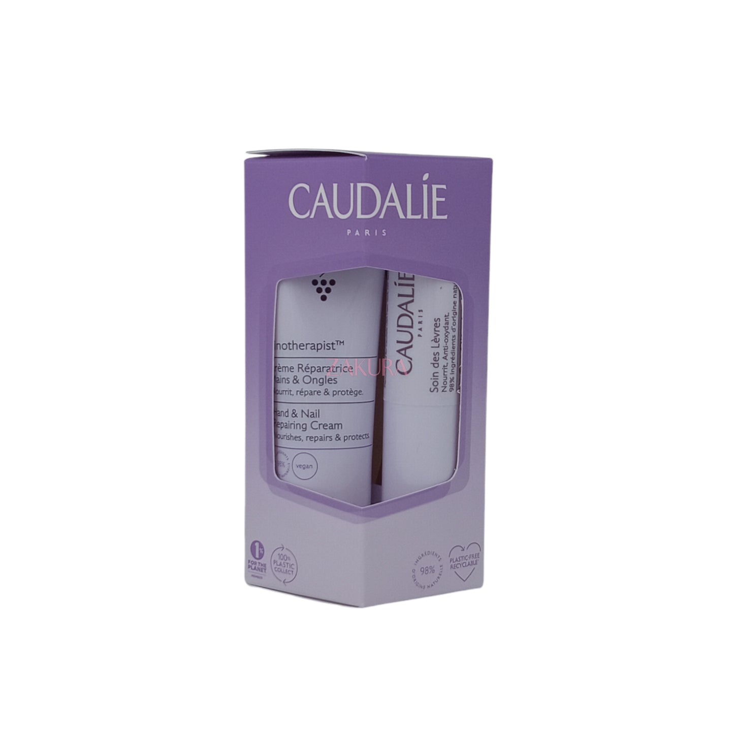 Caudalie Lip & Hand Set: (Hand Cream 30ml & Lip 4.5g) 2pcs