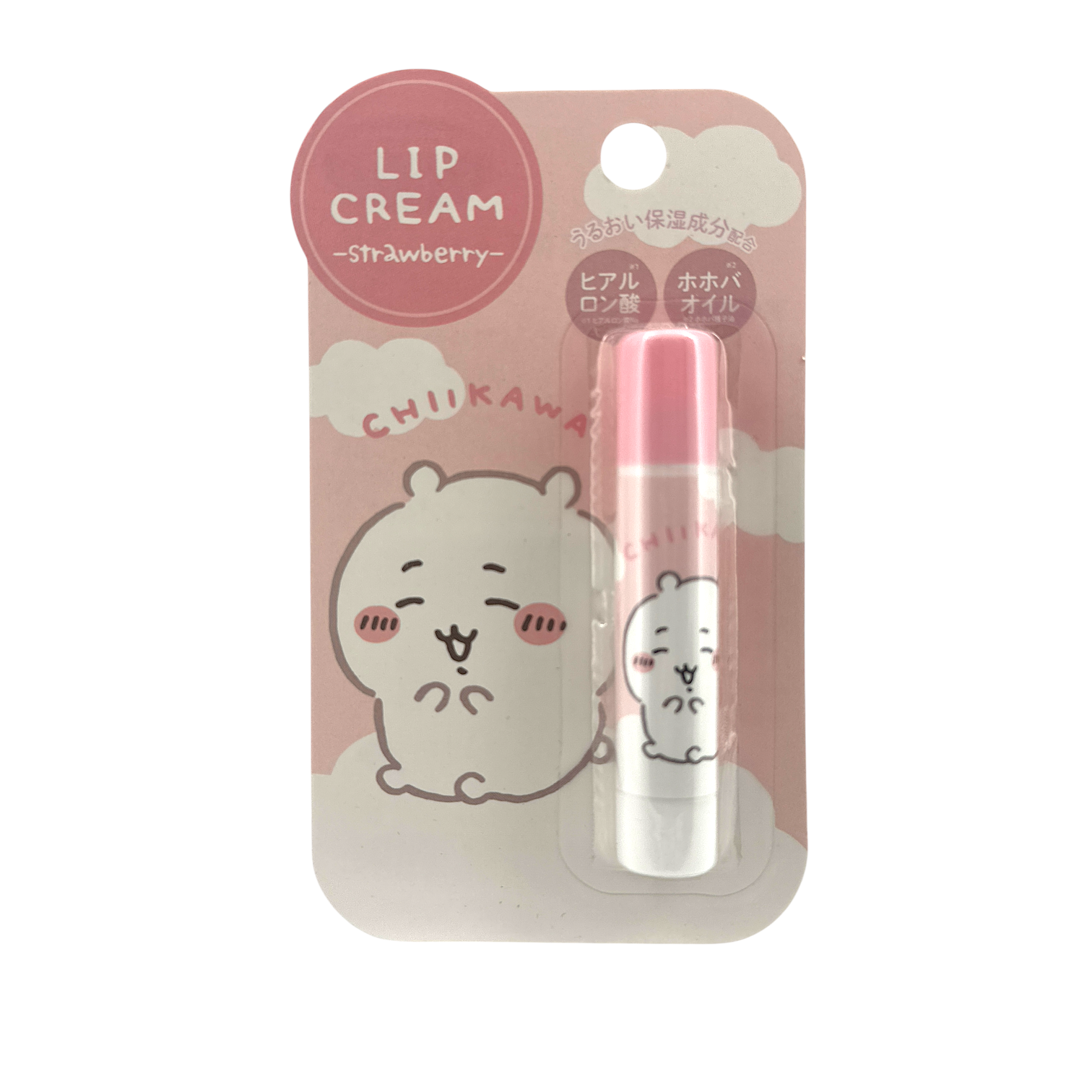 Shobido Chiikawa Lip Cream Strawberry 3.5g by Zakura Global – moisturizing lip balm with sweet strawberry scent and cute Chiikawa design.