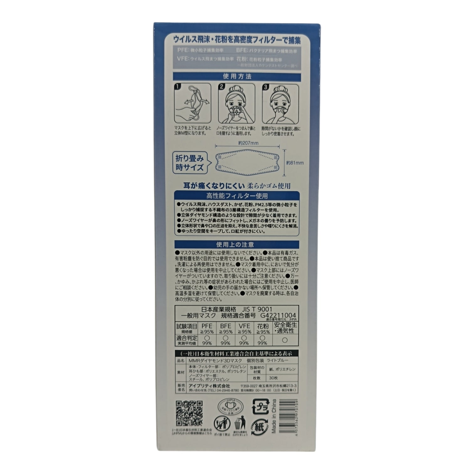 Mmr Mask MMR 3D Mask Mist Blue Adult 30pcs – Stylish Face Mask | Zakura Global ...