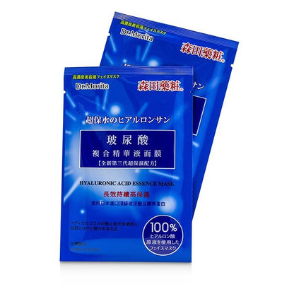 Dr. Morita Hyaluronic Acid Essence Mask 10pcs – Hydrating and anti-aging sheet mask with botanical extracts, available at Zakura Global