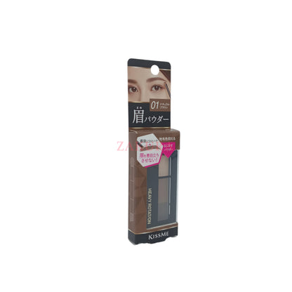 KISS ME Heavy Rotation Natural Powder Eyebrow – 2.3g 3-shade palette for soft, natural brow styling, available at Zakura Global.