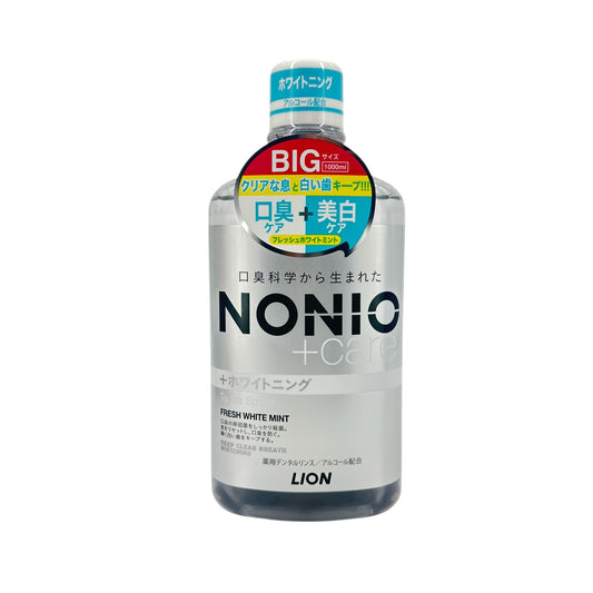 Nonio Fresh White Mint Mouthwash 1000ml bottle with whitening and fresh mint formula from Zakura Global.