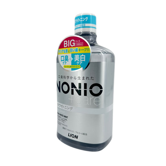 Nonio Fresh White Mint Mouthwash 1000ml bottle with whitening and fresh mint formula from Zakura Global.