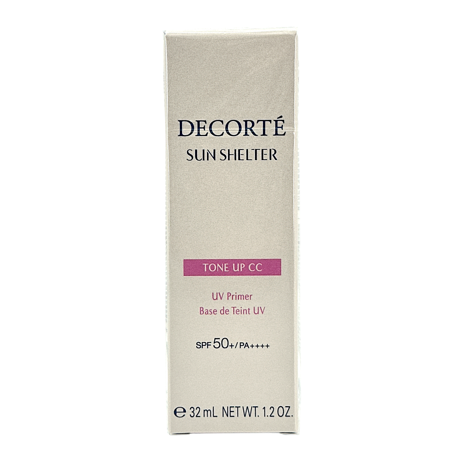 Cosme Decorte Sun Shelter Tone Up CC SPF50+ – 10 Lavender Rose 35g tube, available at Zakura Global.