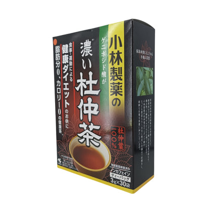 Kobayashi Strong Tochu Tea – 30 x 3g herbal tea bags made from Eucommia leaves, available at Zakura Global.