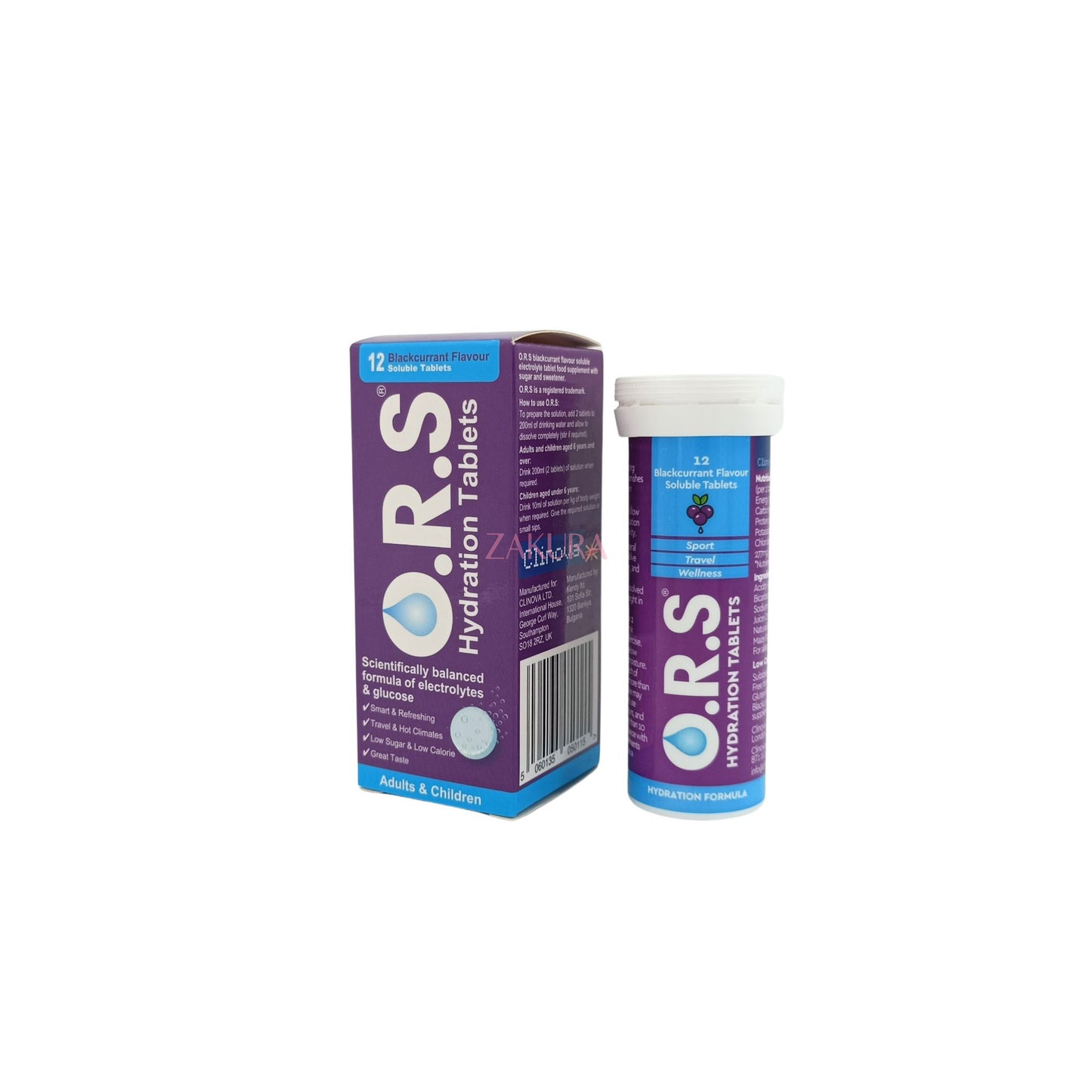 O.R.S Hydration Tablets 12tabs (Lemon/Blackcurrant)