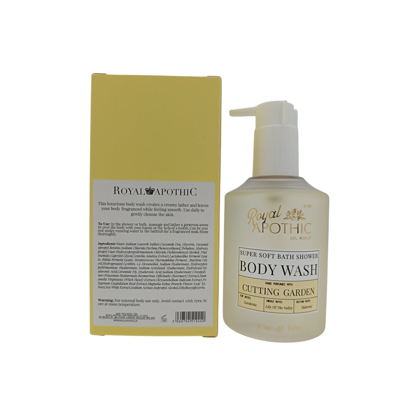 Royal Apothic Body Wash 240ml (Hand Perfumed with Holland Park/Hand Perfumed with Cutting Garden) Hand Perfumed with Cutting Garden