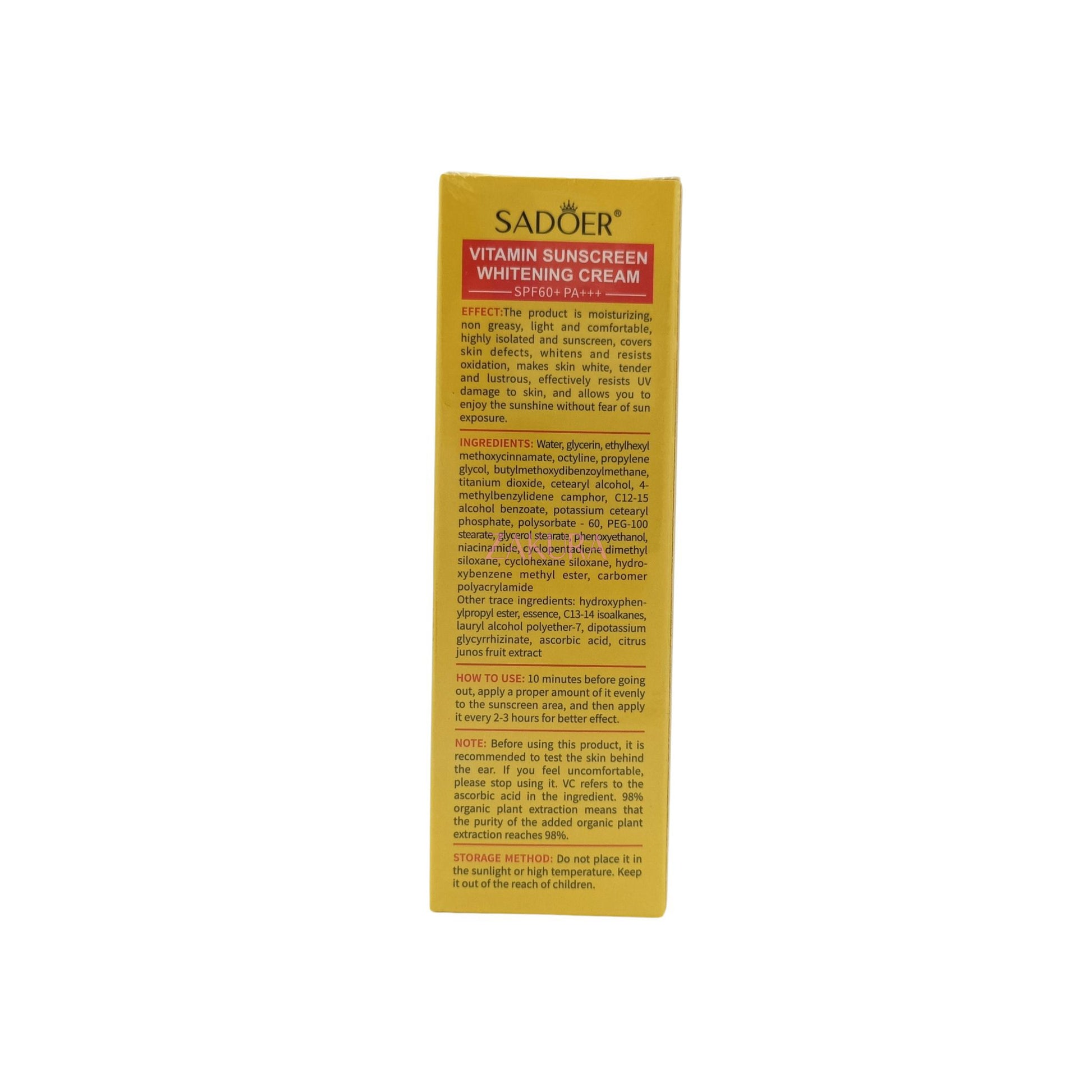 SADOER Vitamin C Sunscreen Whitening Cream SPF60+ 40g