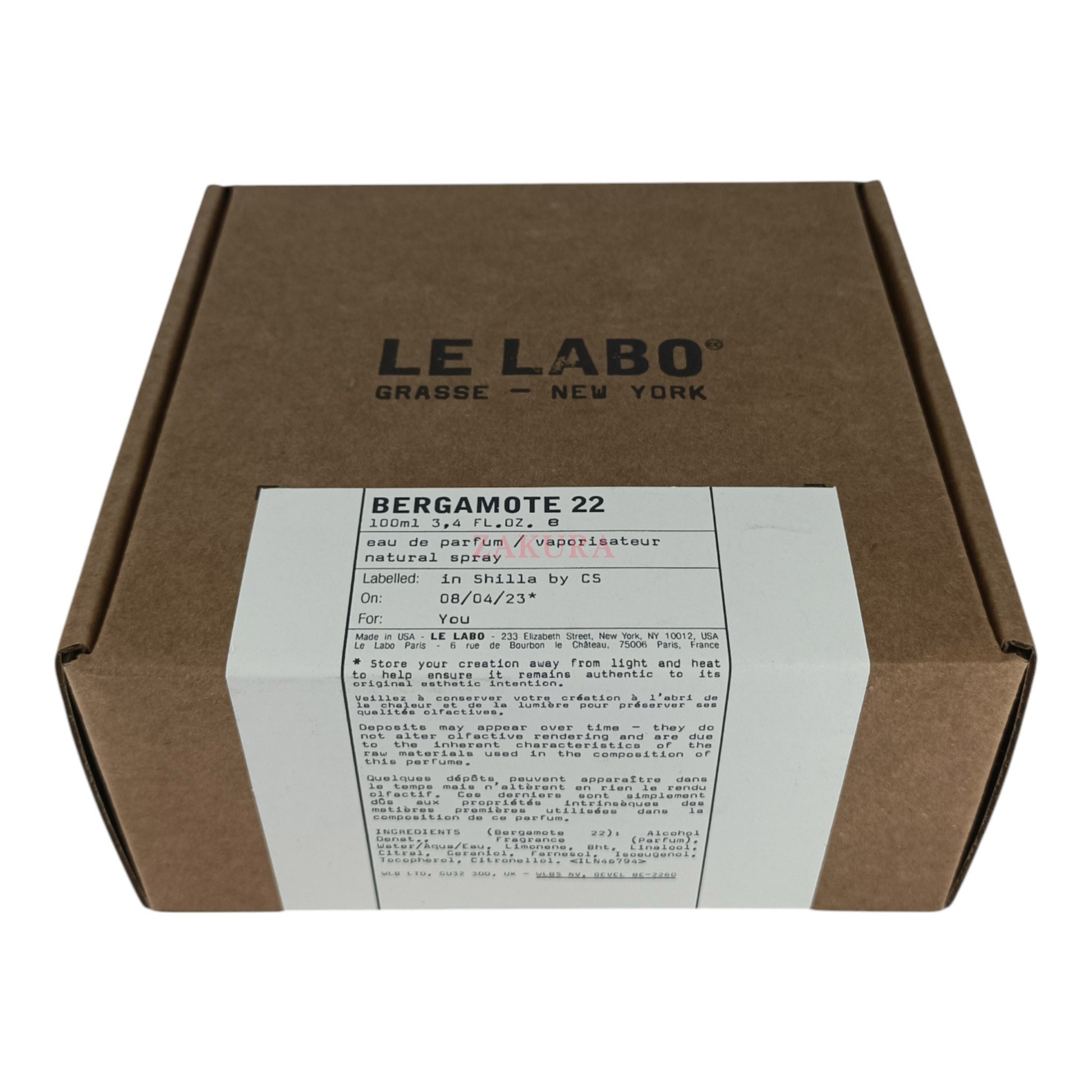 Le Labo Bergamote 22 Eau De Parfum 100ml