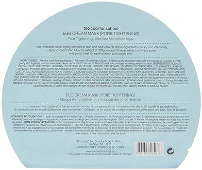 Too Cool For School Egg Cream Mask 1pc (Hydration/Pore Tightening/Firming/Calming)