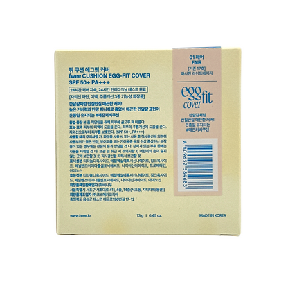 fwee Cushion Egg-Fit Cover SPF 50+ PA+++ 01 Fair 13g by Zakura Global – lightweight cushion foundation with full coverage and UV protection.
