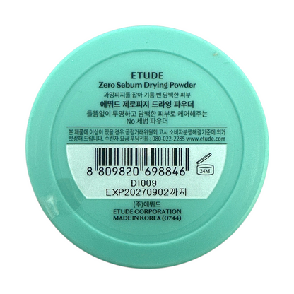 Etude House Zero Sebum Drying Powder 4g compact loose powder for oily skin, available at Zakura Global.
