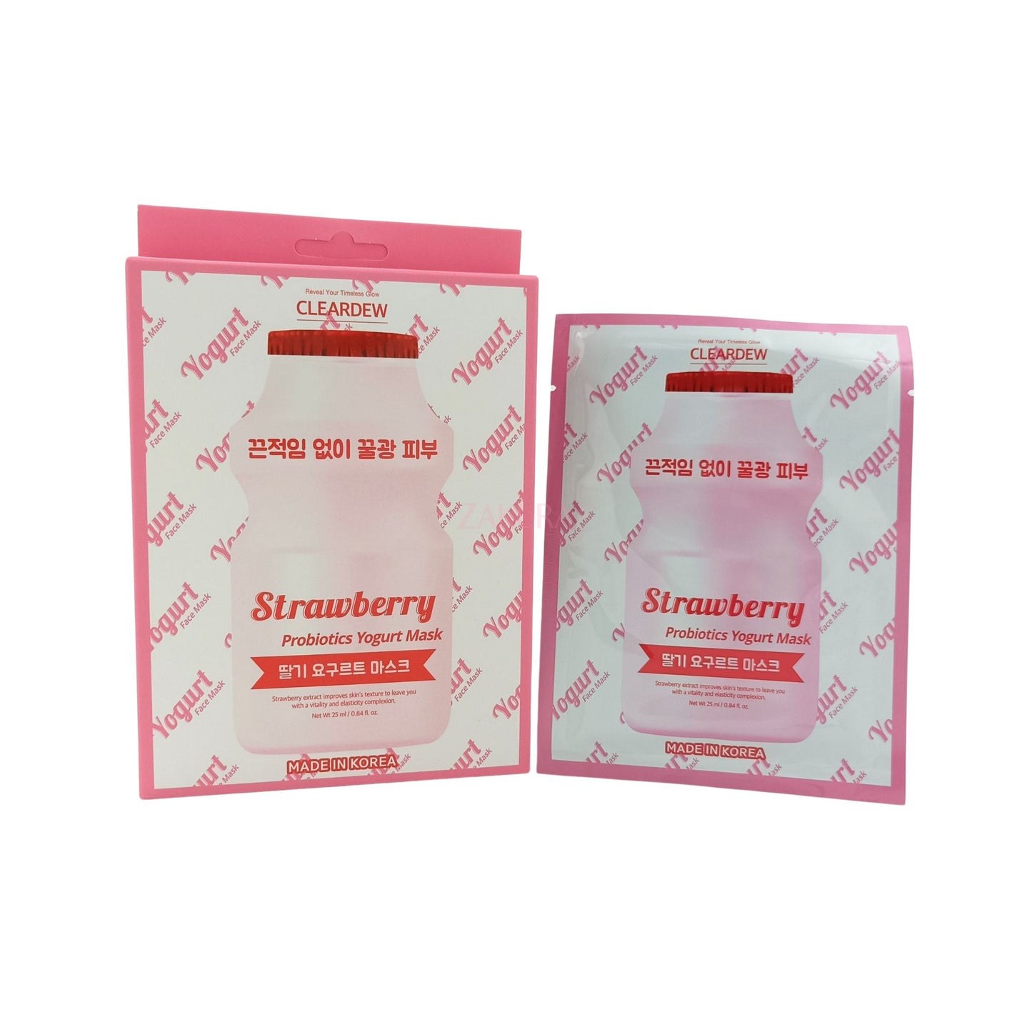 Cleardew Strawberry Probiotics Yogurt Mask 6pcs/ Peach Probiotics Yogurt Mask 6pcs Strawberry