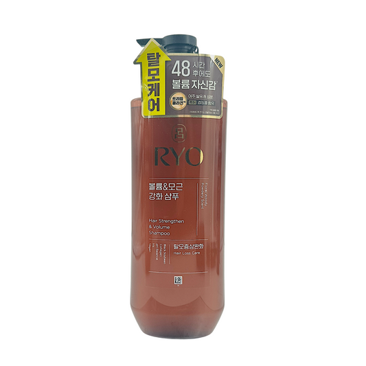 Ryo Hair Strengthen & Volume Shampoo – 592ml, Korean herbal shampoo for thinning hair and volume boost, available at Zakura Global.