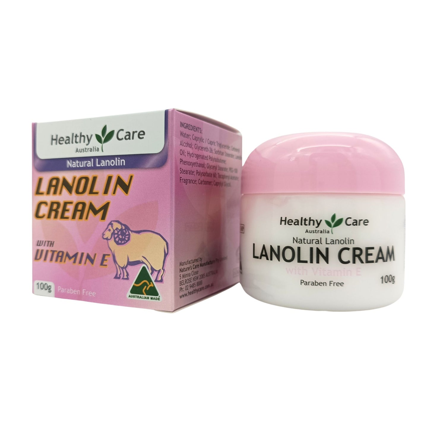 Healthy Care Lanolin Cream With Vitamin E 100g