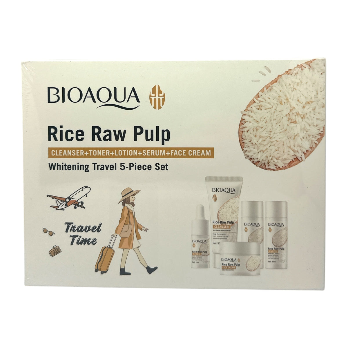 BIOAOUA Rice Extract Brightening Travel 5-Piece Kit