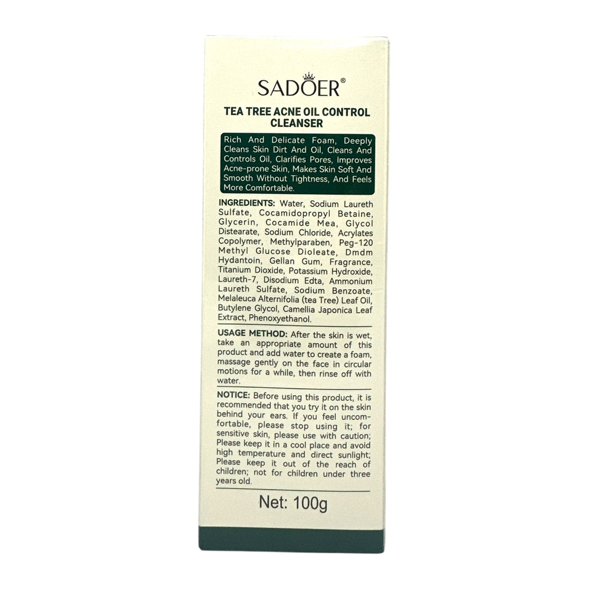 SADOER Tea Tree Anti-Acne Oil-Control Cleanser 100g
